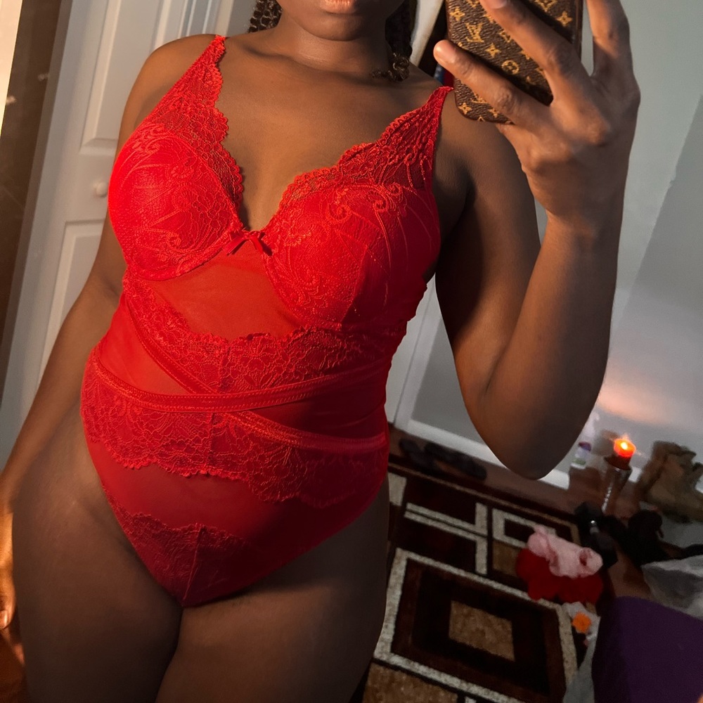 Fredericks of Hollywood red lingerie set